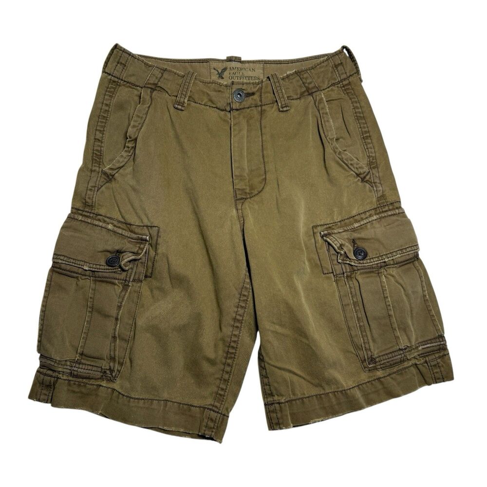 American Eagle Mens Cargo Shorts Size 28 Khaki Classic Length Y2K Skater